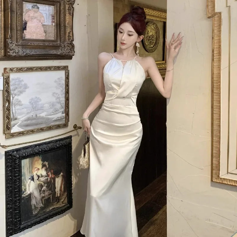 Hnewly  Dresses Women Sleeveless Sexy Elegant Off Shoulder Slim Backless Temperament Mermaid Dress Party Female Fashion Summer
