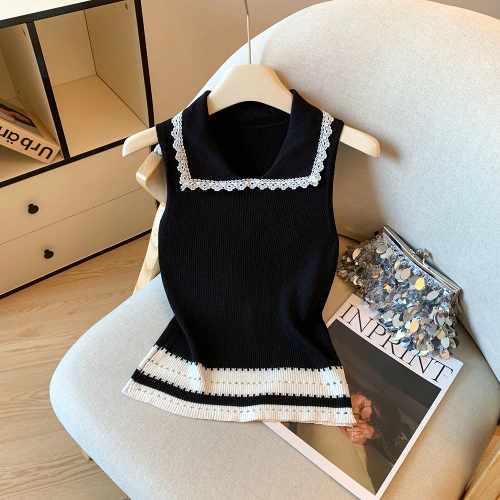 Hnewly  Half Zipper Stripe Pullover Sweater  Women Loose Knitted Base Shirt  2025 Spring /Autumn Japanese Style Long Sleeve Pullover Top