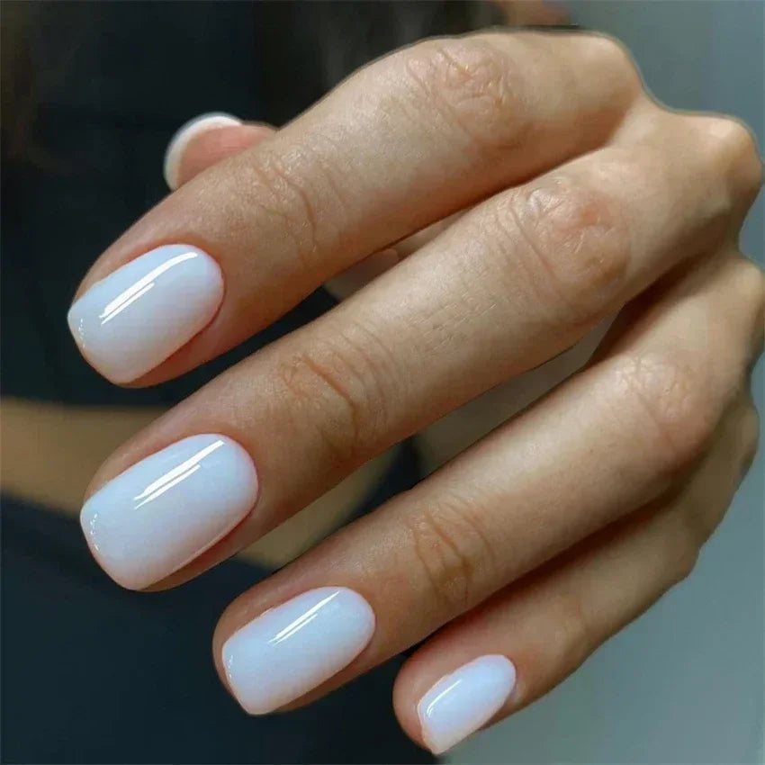 Hnewly 24pcs Artificial Nail Art Fake Nails Full Coverage Removable Ballet Short Press On Nails tips Chips Waterproof Solid Colour set