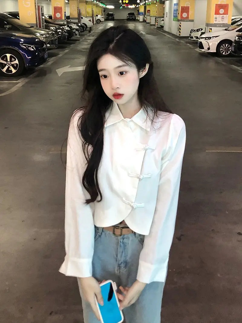 Hnewly Shirts Women Long Sleeve Summer New Arrival Straight Loose All-match Irregular Clothing Aesthetic Harajuku Fashion Chemise Femme