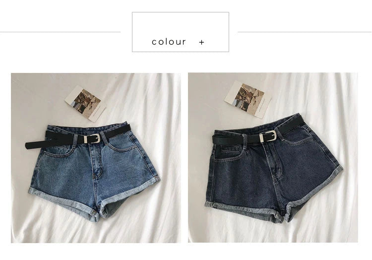 Hnewly  Versatile High Waisted Denim Shorts Summer 2025 New  Rolled Edges Loose Wide Leg Hot Pants Minimalist Women's Beach Pants