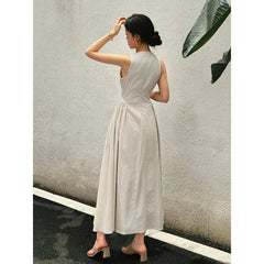 Hnewly Women's Hollow A-line Pendant Dress Temperament Drawn Sleeveless Long Dress Summer New Style