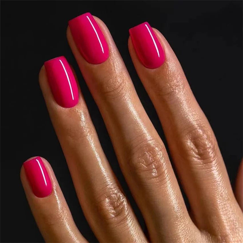 Hnewly 24pcs Artificial Nail Art Fake Nails Full Coverage Removable Ballet Short Press On Nails tips Chips Waterproof Solid Colour set