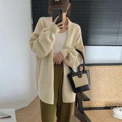 Hnewly  Oversized Open Front Knit Cardigan for Women Comfy Sweater Coat Female Open-front Duster Cardi Casual Chic Autumn Winter Outfit