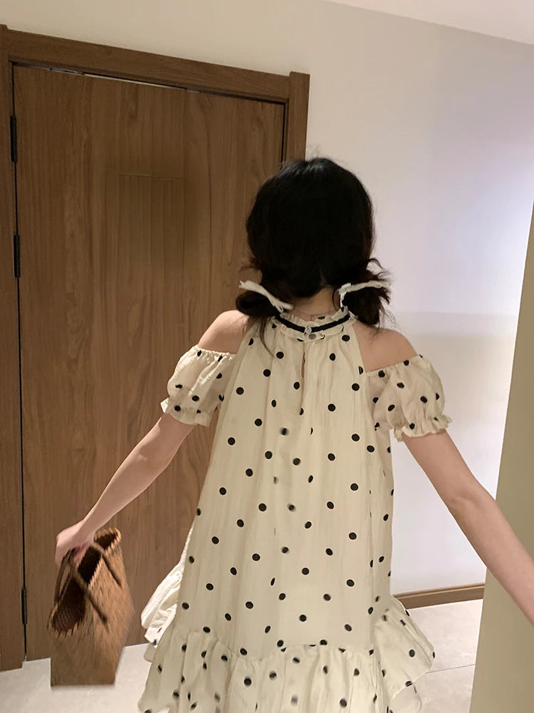 Hnewly Japanese Kawaii Mini Dress Women Casual Elegant Lolita Dress Female Outwear Beach Style Even Party Clothing Summer Chic Print