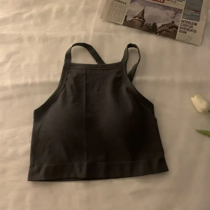 Hnewly Camis Women Backless Inner Crop Top Sexy New Basic Students Fashion Ins Bottoming Clothing Solid Simple Harajuku Leisure Sweet