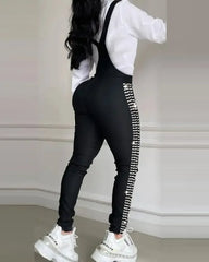Hnewly Summer Rhinestone Decor Buckled Suspender Jumpsuit Women Long Jumpsuits Elegant New Fashion Woman Casual Daily Clothing