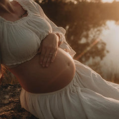 Hnewly  Elegant Off Shoulder Maternity Photography Props Two Piece Skirt Set Pregnant Photo Shoot Clothes Boho Studio Posing Dress