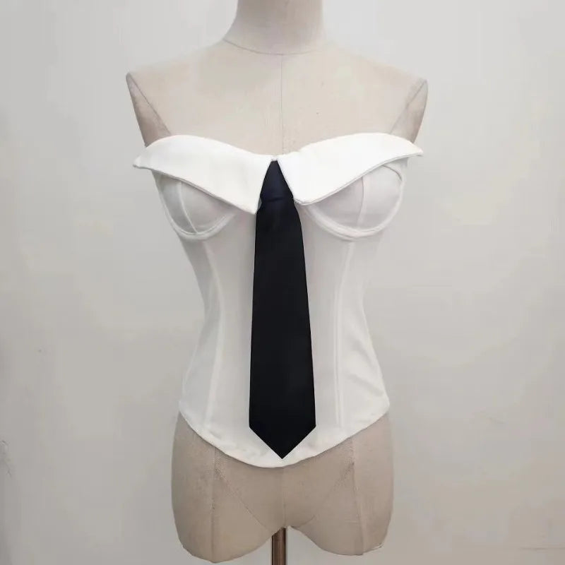 Hnewly  Crop Tank Tops Women Fashion Sexy Tie Irregular Backless Chic Slim Summer Casual New Party Camis Female Clubwear