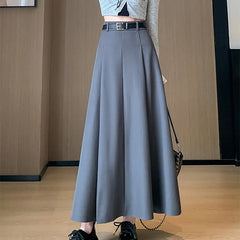 Hnewly  Temperament High Waist Suit Skirts for Women Spring Autumn Solid Color Pleated Skirts Woman Casual A-Line Midi Skirts Lady