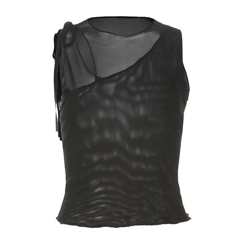 Hnewly Summer Tanks Tops Women O-neck Slim New Stylish Sexy Sleeveless Solid Color Spliced Navel-Exposed Tee Woman Clothing