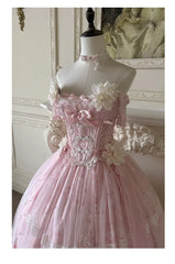 Hnewly  Summer New Women's Pink Green Flower Bow Slim Long Lolita Dress Coming-of-Age Birthday Banquet Princess Evening Dress