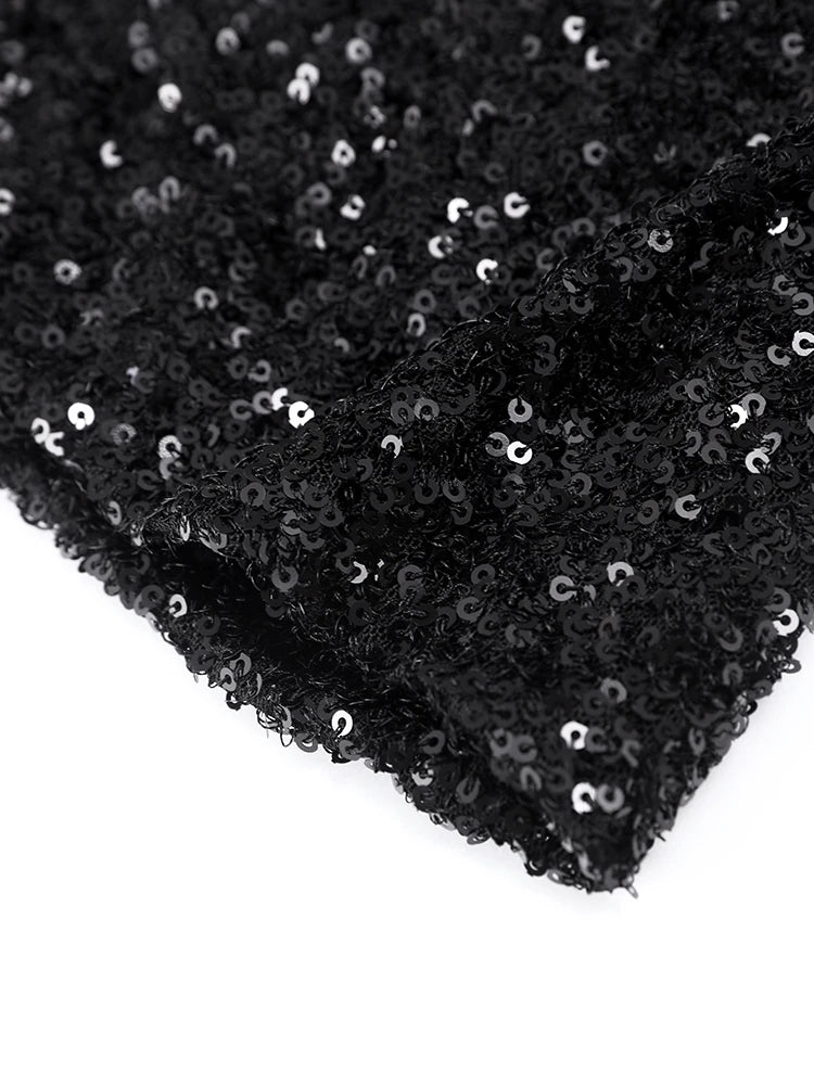 Hnewly Sequin Mini Dress For Women Elegant O Neck Fly Sleeve Shiny Short Robe Female Y2k Chic Christmas Evening Party Vestidos