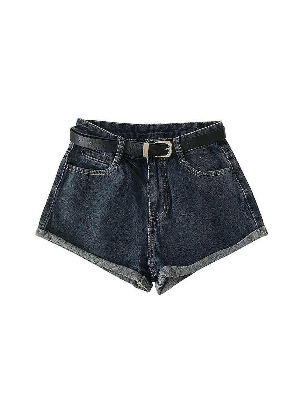 Hnewly  Versatile High Waisted Denim Shorts Summer 2025 New  Rolled Edges Loose Wide Leg Hot Pants Minimalist Women's Beach Pants