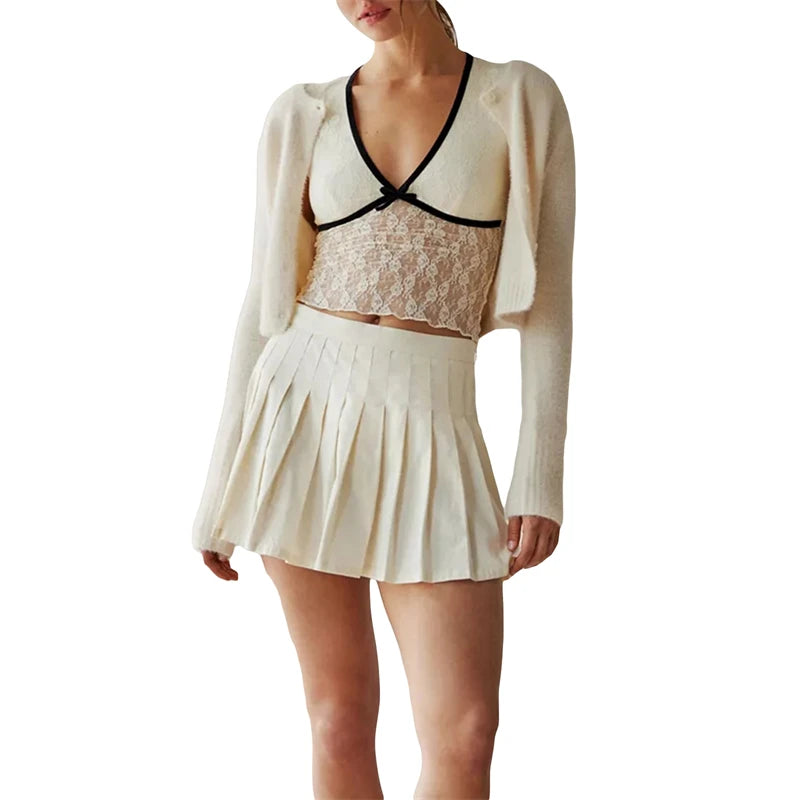 Hnewly Sheer Crop Top 2000s Women Sexy See Through V Neck Sleeveless Floral Lace Tanks Slim Fit Vest y2k Aesthetic Clothing