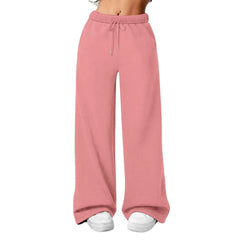 Hnewly  Ladies' Solid Color Fitness Sweatpants Wide Leg Straight Casual Joggers Workout High Waisted Drawstring Loose Trousers