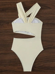 Hnewly  3D Flower Asymmetric Cut Out Women Swimwear One Piece Swimsuit Female High Cut Monokini High Waist Bathing Suit Swim Beachwear
