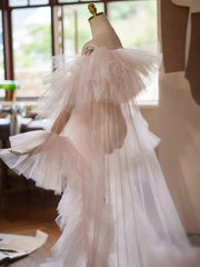 Hnewly  Pink Shawl Mopping The Floor Handmade DIY Accessories Fairy Photography Elegant Mesh Ruffles Evening Gown Trailing