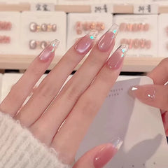 Lunivop  10pcs Handmade Reusable False Nails Set Cherry Blossom Cat Eye Stick-on Nails Spring Summer Manicure Press on Nails with Design