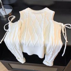 Hnewly  Women Sweater Autumn Winter O Knitted Hollow Out Pullovers Soft Warm Basic Tops Korean Fashion Long Sleeve Slim Bottoming Shirts