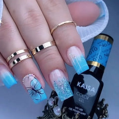 Hnewly 24Pcs Pink Glitter False Nails White Gradient Long Ballet with Heart French Design Wearable Fake Nails Press on Nails Tips Art