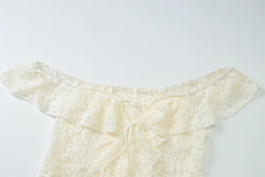 Hnewly  Women Sexy Lace See Through Top Sleeveless Off-shoulder Backless Lace-up Slim Cropped Tops Lady Chic Vacation Street Blouse