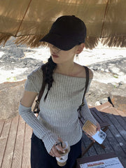 Hnewly  Y2k Aesthetic Slash Neck Vintage Sweater Women Streetwear Autumn Solid Loose Pullover Harajuku Off Shoulder Fairy Grunge Jumpers
