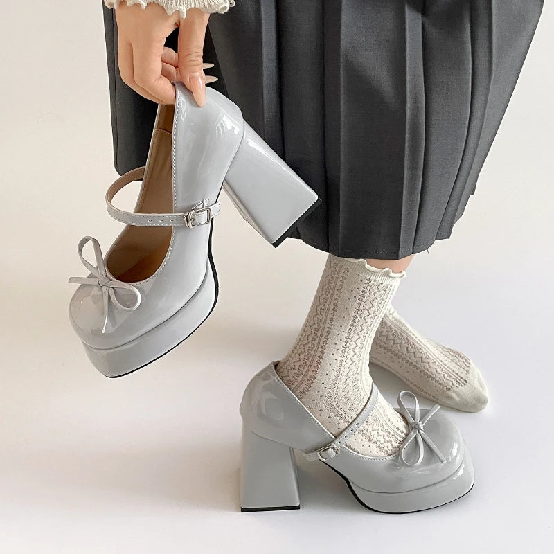 Lunivop  New Women Pumps Elegant Butterfly-knot Shoes Ladies Elegant Thick High Heels Wedding Party Mary Jane Shoes New Spring Shoes