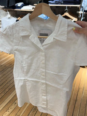 Hnewly  Back Lace-up White Blouse T-Shirt Woman Summer Peter pan Collar Short Sleeve Slim Tee Shirt Casual Cute Cotton Sweet Crop Tops