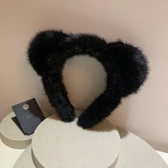 Hnewly  1PC High-End Wide-Brimmed Plush Cute Ear Headband, Autumn/Winter Atmosphere-Boosting Sweet and Stylish Hair-Compressing Headband