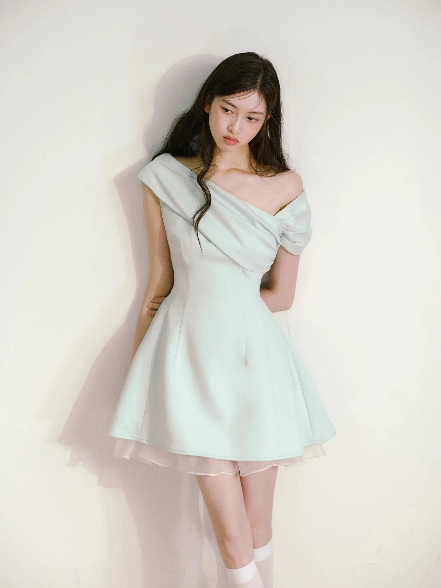 Hnewly Women's Y2K Vintage Chic Dresses Summer 2025 New Asymmetrical Neck A-Line Inclined Shoulder Vestidos Party Prom Evening Dress