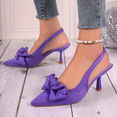 Hnewly  Fashionable/sexy Bow Tie Banquet Hot Selling High Heels Summer New Style Pointed Thin Heel Comfortable Casual Sandals for Women