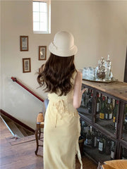Hnewly  Elegant Dresses Women Sleeveless Ruffles Patchwork Split Bandage Summer Fashion Sweet Female Dress Holiday Casual