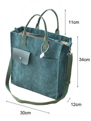 Hnewly  Women's Square Portable Shoulder Bag Fashion Corduroy Crossbody Bags Daily Casual Tote Simple Handbag
