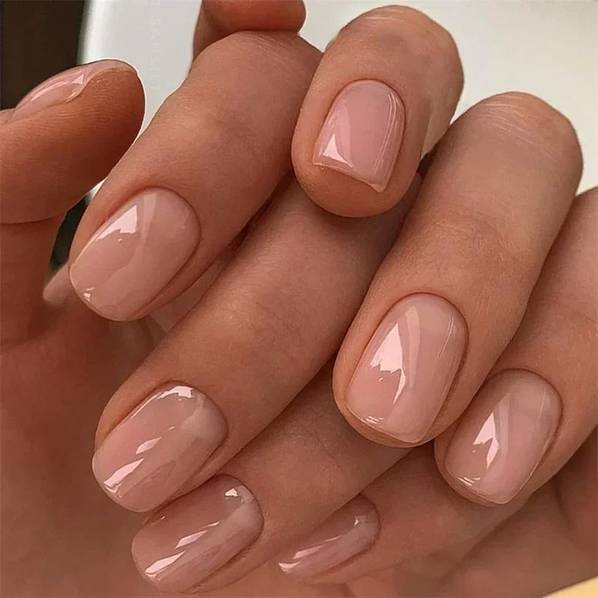 Hnewly 24pcs Artificial Nail Art Fake Nails Full Coverage Removable Ballet Short Press On Nails tips Chips Waterproof Solid Colour set