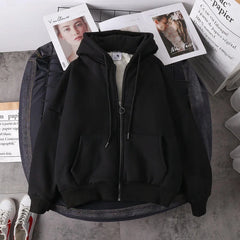 Hnewly comfy outfits winter Women Coat Plush Jackets Solid Color Velvet Thick Warm Winter Hoodies Coat Zipper Sweatshirt Tops Winter Plus Size