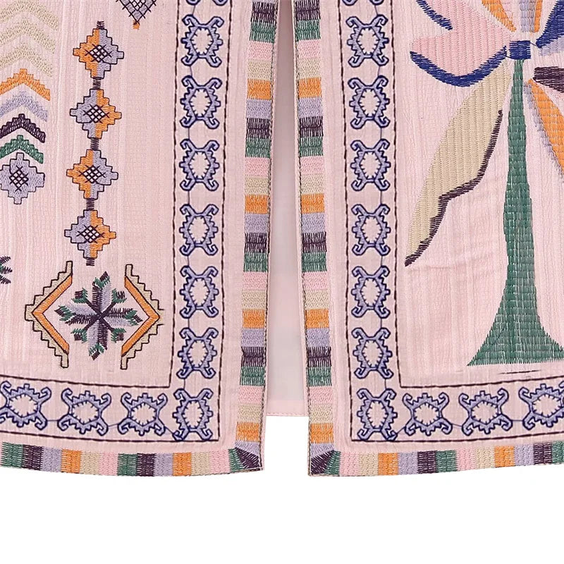 Hnewly Waistcoat Vest y2k Clothes Women Boho Embroidery Round Neck Sleeveless Open Front Jacket Tops 2000s Clothing Streetwear