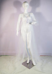 Hnewly  Sexy Perspective Pearl Maternity Photography Long Dress Full Sleeve Beading Tulle Long Dress for Pregnant Women Photo Shoot