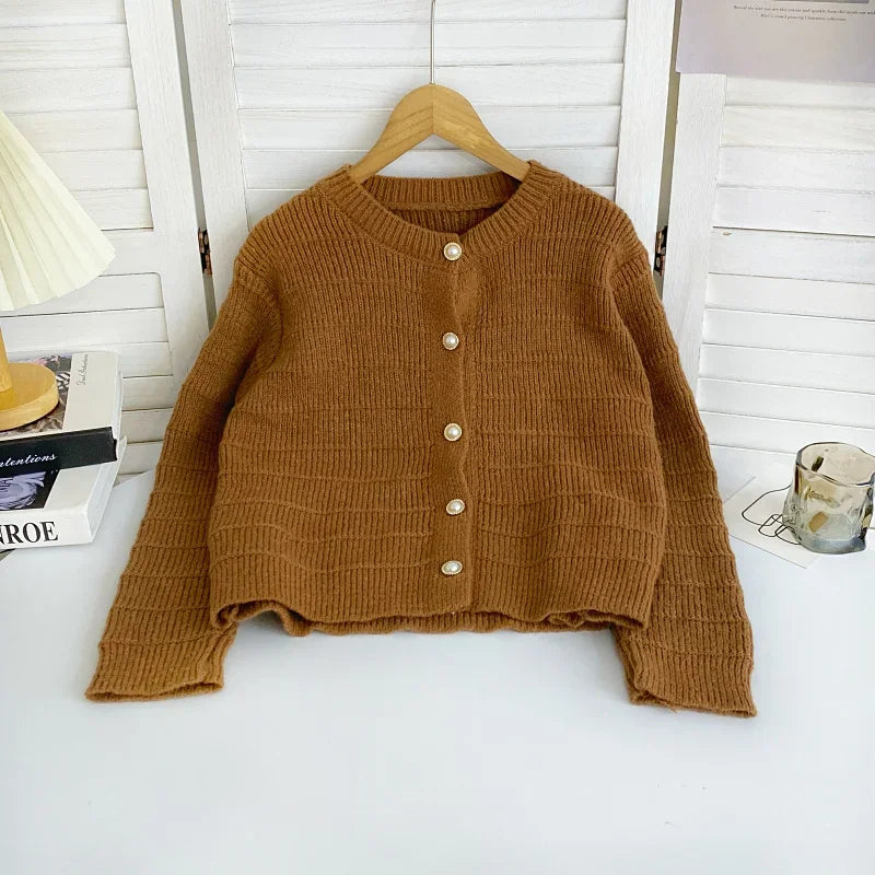 Hnewly  Button Front Knit Cardigan Sweater for Women Long Sleeve Single Breasted Sweater Jacket Ladies Autumn Winter Elegant Outfit