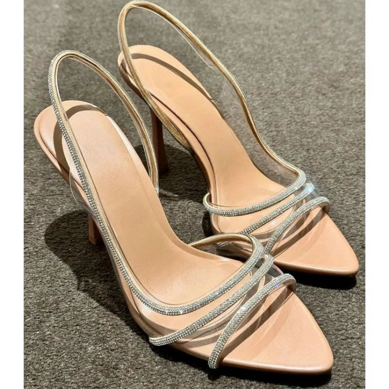 Hnewly New Summer Crystal Women Sandals Fashion Elegant Transparent High Heel Shoes Ladies Outdoor Party Dress Sandalias