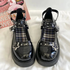 Hnewly Lolita Shoes Women's Preppy Style Single Shoes Patent Leather Thick Bottom Mary Jane Shoes Vintage Girls JK Uniform Shoes