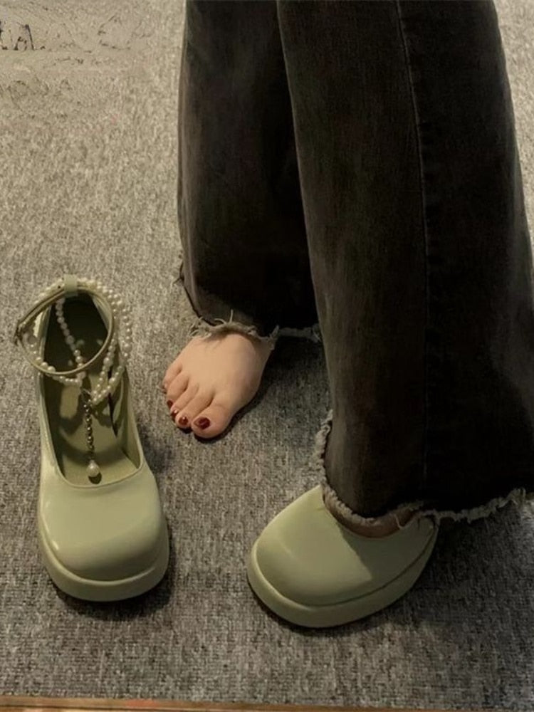 Hnewly French Style Elegant High Heels Sandals Office Lady Pure Color Korean Shoes Casual Non-Slip Round Toe Sandals Summer Chic