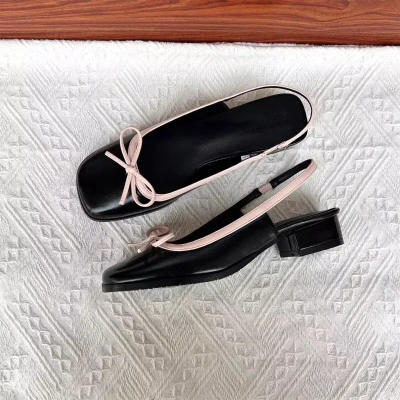 Hnewly Summer Women's Flats Sliver Boat Shoes Square Toe Slip on Flat Shoes for Woman Ballet Flats Comfortable Bow Women's Sandals