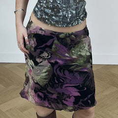 Lunivop  Literary Vinatge Korean Summer Mesh Skirts Y2k Elgant Fairy Flower Print All Match Casual Punk Jupe Harajuku Hiigh Street Skirt