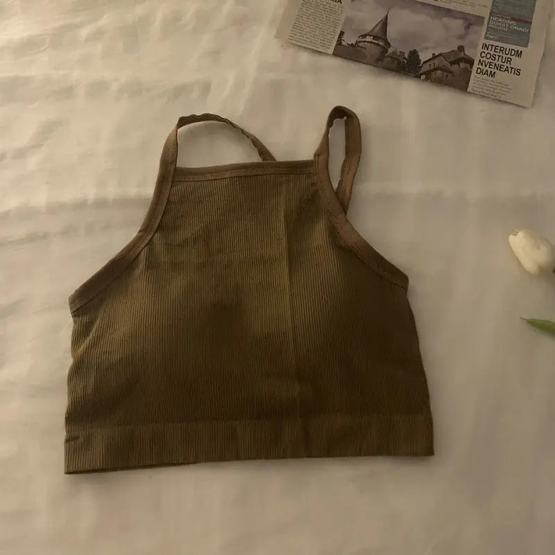 Hnewly Camis Women Backless Inner Crop Top Sexy New Basic Students Fashion Ins Bottoming Clothing Solid Simple Harajuku Leisure Sweet