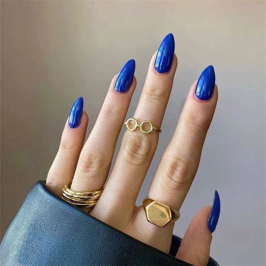 Hnewly 24pcs Artificial Nail Art Fake Nails Full Coverage Removable Ballet Short Press On Nails tips Chips Waterproof Solid Colour set
