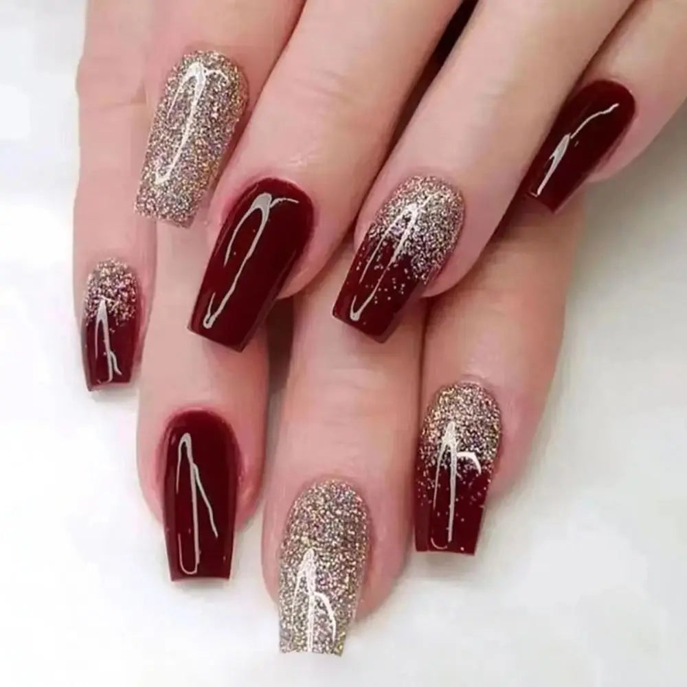 Hnewly 24Pcs Press On Nails Simple French Colorful Wavy Abstract Line Fake Nails Full Cover Nail Art Tips Coffin Square Head False Nail