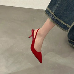 Hnewly  Comemore Women's Sexy Red High Heels Women's Summer Strappy Sandals Comfortable Pointed Toe Women Sandals Fashion Stiletto Shoes