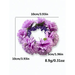 Hnewly  1pc Women's New Spring & Summer Solid Color Artificial Fabric Flower Hair Scrunchie, Suitable For Beach, Hawaii Vacation, Daily