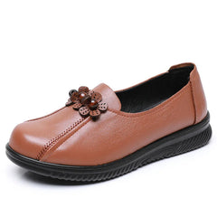 Lunivop  Genuine Leather Women Flat Shoes With On Casual Ballet Flats Female Comfortable Wedge Shoes Retro Mom Single Shoes